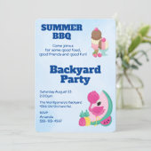 Pink Flamingo Ice Cream GRILLEN Party Einladung (Stehend Vorderseite)