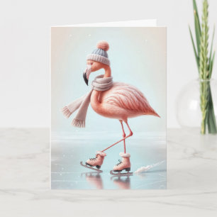 Pink Flamingo Ice Skaten Karte