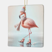 Pink Flamingo Ice Skaten Keramikornament (Links)