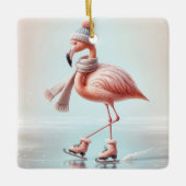 Pink Flamingo Ice Skaten Keramikornament (Vorderseite)