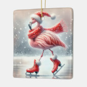 Pink Flamingo Ice Skaten Keramikornament (Links)