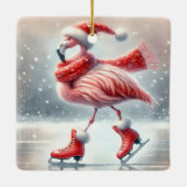 Pink Flamingo Ice Skaten Keramikornament (Rückseite)