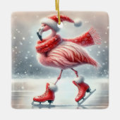 Pink Flamingo Ice Skaten Keramikornament (Vorderseite)