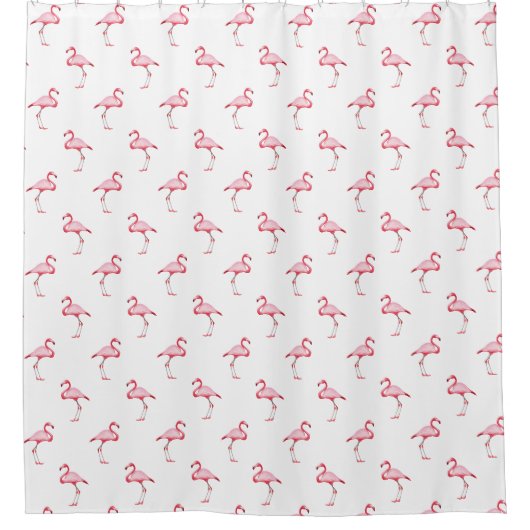 Pink Flamingo Illustration Tropisches Muster Paste Duschvorhang (Vorderseite)