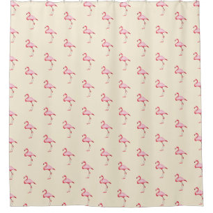 Pink Flamingo Illustration Tropisches Muster Paste Duschvorhang