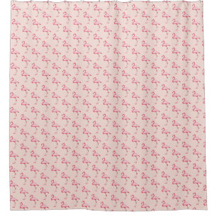 Pink Flamingo Illustration Tropisches Muster Paste Duschvorhang