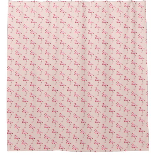 Pink Flamingo Illustration Tropisches Muster Paste Duschvorhang (Vorderseite)