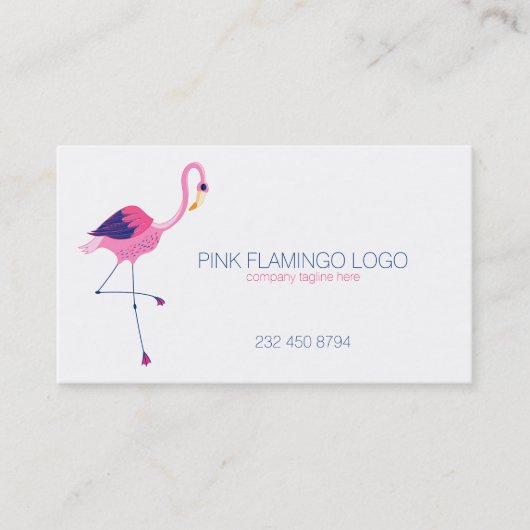 Pink Flamingo Illustration Visitenkarte (Vorderseite)