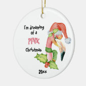 Pink Flamingo I'm Dreaming of a Pink Christmas Keramik Ornament (Links)