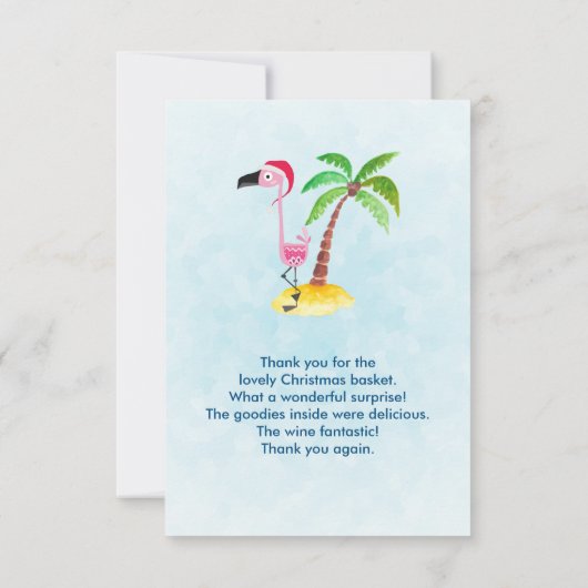 Pink Flamingo in der Weihnachtsmannmütze Danke (Rückseite)