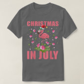 Pink Flamingo in der Weihnachtsmannmütze Weihnacht T-Shirt (Design vorne)