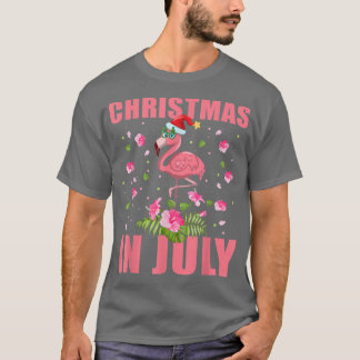 Pink Flamingo in der Weihnachtsmannmütze Weihnacht T-Shirt
