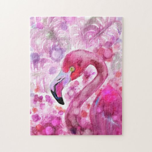 Pink Flamingo in Pink World - Schönes, rosa Land Puzzle (Vertikal)