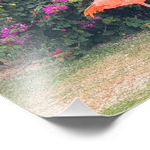 Pink Flamingo in the Tropical Foliage Fotodruck (Ecke)
