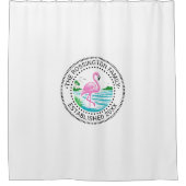 Pink Flamingo in Water Family Name Datum Estland # Duschvorhang (Vorderseite)
