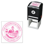 Pink Flamingo in Water Family Name Datum Estland # Permastempel (Beispiel)