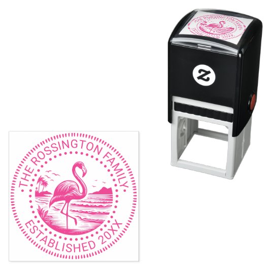 Pink Flamingo in Water Family Name Datum Estland # Permastempel (Beispiel)