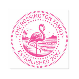Pink Flamingo in Water Family Name Datum Estland # Permastempel