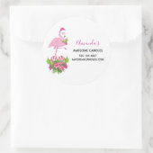 Pink Flamingo in Weihnachtsmannmütze Whimsical Chr Runder Aufkleber (Tasche)