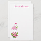 Pink Flamingo in Weihnachtsmannmütze Whimsisches W Briefpapier (Vorne/Hinten)