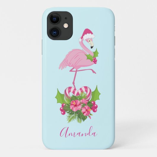 Pink Flamingo in Weihnachtsmannmütze Whimsisches W Case-Mate iPhone Hülle (Rückseite)