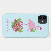 Pink Flamingo in Weihnachtsmannmütze Whimsisches W Case-Mate iPhone Hülle (Rückseite (Horizontal))