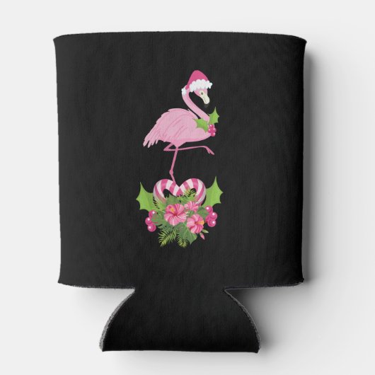 Pink Flamingo in Weihnachtsmannmütze Whimsisches W Dosenkühler (Rückseite)