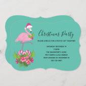 Pink Flamingo in Weihnachtsmannmütze Whimsisches W Einladung (Vorne/Hinten)