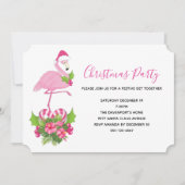 Pink Flamingo in Weihnachtsmannmütze Whimsisches W Einladung (Vorderseite)