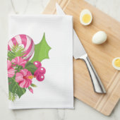 Pink Flamingo in Weihnachtsmannmütze Whimsisches W Geschirrtuch (Viertel Falte)