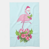 Pink Flamingo in Weihnachtsmannmütze Whimsisches W Geschirrtuch (Vertikal)