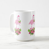 Pink Flamingo in Weihnachtsmannmütze Whimsisches W Kaffeetasse (Vorderseite Links)