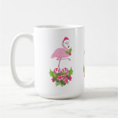 Pink Flamingo in Weihnachtsmannmütze Whimsisches W Kaffeetasse (Links)