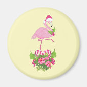 Pink Flamingo in Weihnachtsmannmütze Whimsisches W Magnet (Vorne)