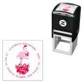 Pink Flamingo in Weihnachtsmannmütze Whimsisches W Permastempel (Beispiel)