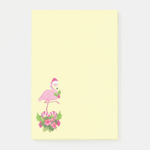 Pink Flamingo in Weihnachtsmannmütze Whimsisches W Post-it Klebezettel