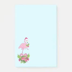 Pink Flamingo in Weihnachtsmannmütze Whimsisches W Post-it Klebezettel
