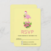 Pink Flamingo in Weihnachtsmannmütze Whimsisches W RSVP Karte (Vorne/Hinten)