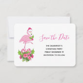 Pink Flamingo in Weihnachtsmannmütze Whimsisches W Save The Date (Vorderseite)