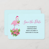 Pink Flamingo in Weihnachtsmannmütze Whimsisches W Save The Date (Vorne/Hinten)