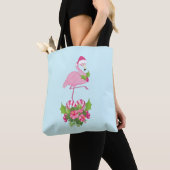 Pink Flamingo in Weihnachtsmannmütze Whimsisches W Tasche (Von Nahem)