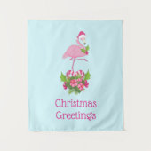 Pink Flamingo in Weihnachtsmannmütze Whimsisches W Wandteppich (Vorderseite)