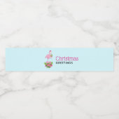 Pink Flamingo in Weihnachtsmannmütze Whimsisches W Wasserflaschenetikett (Einzelnes Label)