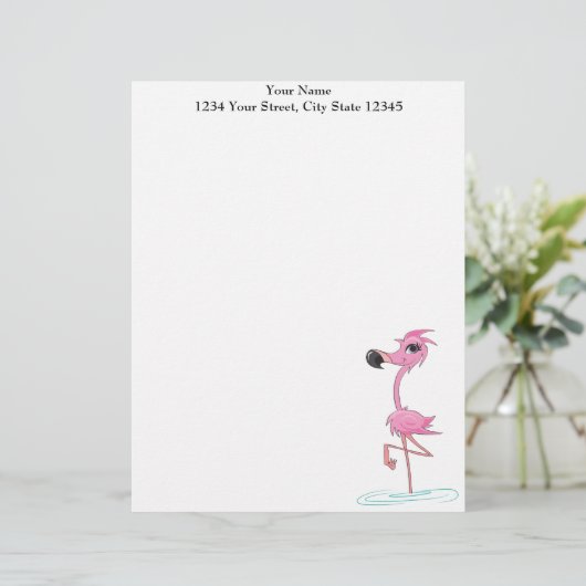 Pink Flamingo, individueller Briefkopf (Stehend Vorderseite)