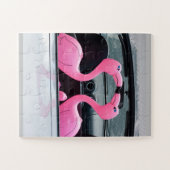 PINK FLAMINGO INFLATABLES KISSING JIGSAW PUZZLE (Horizontal)