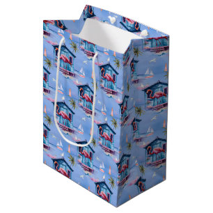 Pink Flamingo Island Tropical Beach Abenteuer Mittlere Geschenktüte