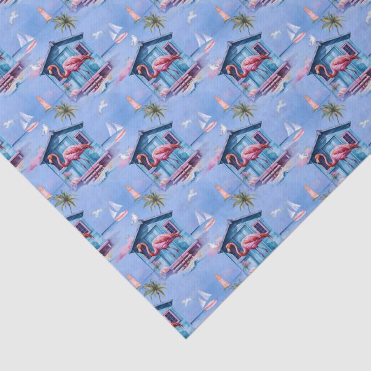 Pink Flamingo Island Tropical Beach Abenteuer Seidenpapier (Ausschnitt)