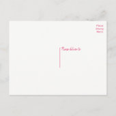 Pink Flamingo Just Married Tropical Wedical Beach Ankündigungspostkarte (Rückseite)