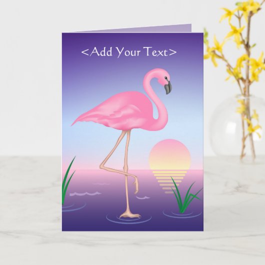 Pink Flamingo Karte (Gelbe Blume)