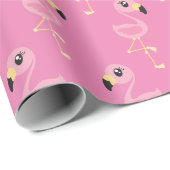 Pink Flamingo Kid's Geburtstag tropisch Geschenkpapier (Rolleneckpunkt)